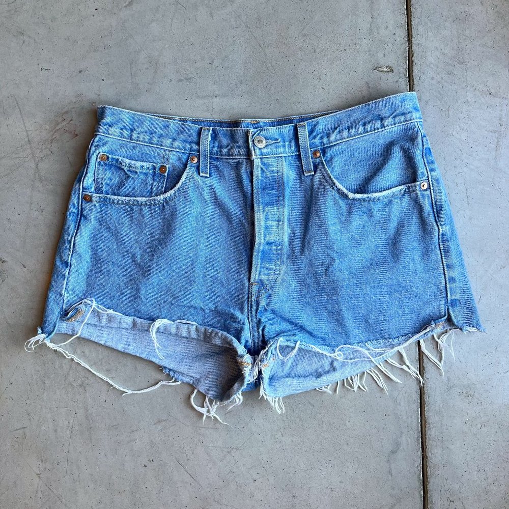 Levi's Premium High Waisted Cutoff Blue Jean Shorts